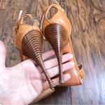 Casadei • platform stiletto sandals heels cognac brown leather cross ankle strap Photo 7