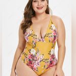 Zaful NWT | Scallop Floral One-piece Swimsuit in Bee Yellow | 8 Photo 3