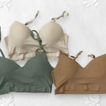 Danskin Set of 3 Seamless Bras Bralettes 34B Nude White Cream Green Photo 0