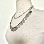 Silver tone multi strand disc statement necklace Photo 8
