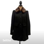 Kate Spade Women's Black Overcoat Faux Fur Collar Size S Photo 1
