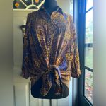 Vintage CST Studio tiger leopard print motif button down blouse, size 2X Purple Photo 1