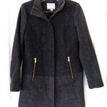 Nautica  Grey Herringbone Wool Blend Zip Up Winter Coat Photo 0