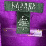 Ralph Lauren Lauren  Women’s size PL  Large Purple Roll Tab Sleeve 100% Linen Top Photo 2
