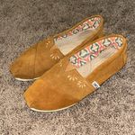 Toms embroidered tan suede slip on loafers Photo 1