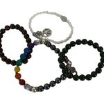 Stretch Beaded Bracelets Lot of 4 White Green Brown Chakra Colors $7 Add On Photo 6
