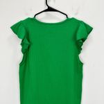 J.Crew  Ribbed Ruffle Tank Top Green Stretch Cotton Blend Colorful Medium NWT Photo 7