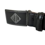 Ralph Lauren Art Deco Monogram Logo Buckle Black Leather Belt Photo 7