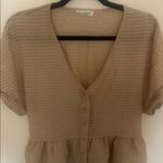 Blue Pepper Beige Striped Women Top Tan Size M Photo 0