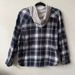 Polly & Esther Plaid Hooded Flannel Shirt in Blue and Gray Size L Juniors Photo 7