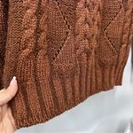Vtg made in France Cozy Brown Diamond Cable Knit Sweater pullover no size tag Size M Photo 11