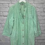 Blair Vintage Chenille Robe Button Front Mint Green Size M Striped Texture Photo 2