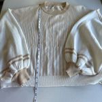 INDIKAH Women's M Pullover Sweater Striped Crewneck Long Ballon Sleeve Oversized Photo 10