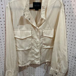 Sanctuary  Cream Utility Jacket Drawstring Waist Snap Button Pockets Size XL Photo 0
