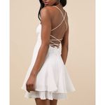 Lulus NWT  Women's Perfected Sweetness White Pleated Tiered Mini Dress Size XL Photo 1