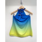 Lauren Ralph Lauren Halter Top Size Small Blue Green Ombre Sleeveless‎ Zip Up Blue Photo 2