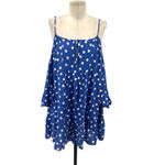 Tularosa  Hattie Dress‎ Blue Polka Dot Off the Shoulder Mini Size Small Photo 2