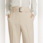 Elie Tahari  Diana Pinstriped Belted Pants Sand and White Stripe size 8 NWT $345 Photo 5