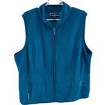 Karen Scott sport 1X Teal Fleece Vest plus size pockets zip up outdoor athletic Blue Photo 0