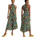 Anthropologie Geneva Halter Wide Leg Floral Jumpsuit Green Size XS Photo 1
