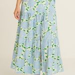 Who What Wear Who What Wear Blue Floral Wrap Maxi Skirt XS Cotton Tiered Lightweight Summer Photo 0
