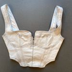 Womens Denim Corset, Plunging Neck‎ Line, Size Small White Photo 1