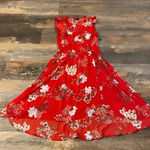 Lulus NWT  Blossom Type of Way Midi Dress Wrap Red Floral Medium High Low Photo 0