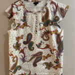 Talbots Womens Paisley Print Ruffle Sleeve Blouse Size Large Lined Feminine Photo 0