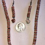 MAKU Handmade Orange Pottery Beaded Boho Necklace and Earring Set Photo 5