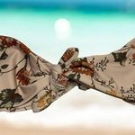 SheIn 5/$35 Womens Bikini Top Sz S Knot Front Back Pink Floral Print Strapless Photo 0