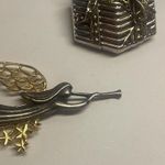 Lot Of 3 Gold Tone Christmas Holiday Brooch Pins Gift Box / Angel / Candy Cane Photo 5