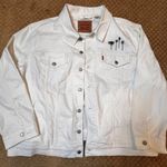 Levi's 3XL White Denim Jacket Ex-Boyfriend Trucker Embroidery flowers Boho Fun Photo 8