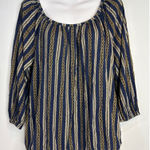 Michael Kors Womens True Navy Chained Equestrian Pullover Blouse Size M Photo 0