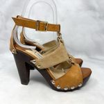 Jimmy Choo Chunky Platform Block Heel Studded O Ring Suede Leather Sandal Heels Photo 2