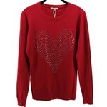 Vila Milano NEW  Cherry Red Crystal Heart Embossed Cozy Long Sleeve Size S Photo 1