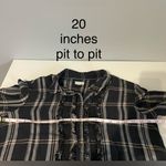 Anthropologie  Pilcro Ruffled Buttondown Shirt in a black, cream, and pink plaid Photo 7