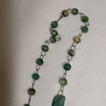 Nephrite Jade Green Beaded Chain Carved Sun God Pendent Vintage Necklace Photo 7