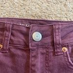 American Eagle  Outfitters Maroon Red Denim Distressed Stretch Shortie Jean Short Photo 3
