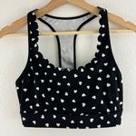 Kate Spade Black White Polka Heartbeat Scallop Racerback Workout Sports Bra Photo 4