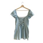 Show Me Your Mumu London Lace Up Denim Dress in Sea Spritz M NWT Photo 3