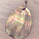 Sterling Silver Vintage Mother of Pearl slice pendant with 925  pendant bail Flaw Photo 0