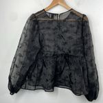 Forever 21 Semi Sheer Cropped Puffy Long Sleeves Top Floral size Large Photo 2