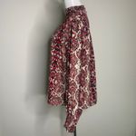 ASHER Burgundy Black Snake Print Blouse High Neck Sz Small Red Photo 2