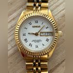 Geneve Vintage Ladies Watch White Dial Day Date Windows Gold Photo 0