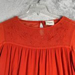 Haute Hippie Rena Blouse Embroidered Peasant Eyelet Bell Sleeve Orange Womens XS Photo 3
