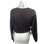 ZARA Black Red Striped Long Dolman Sleeve Drawstring Cropped Sweater Top Size M Photo 1