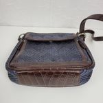 Coldwater Creek Coldwater Creek Womens Crossbody Bag One Size Blue Woven Straw Leather Purse Photo 4