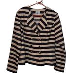 CAbi Collection Cruise Jacket Style # 5094 Navy Stripe Knit Blazer Women Size 10 Photo 0