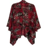 Avenue Sheer Mixed Print Red Black Open Front Cardigan Size 14 Photo 2