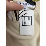 THML NWT  Top LARGE Beige Scalloped Short Sleeve Crewneck Minimalist Chic Blouse Photo 2